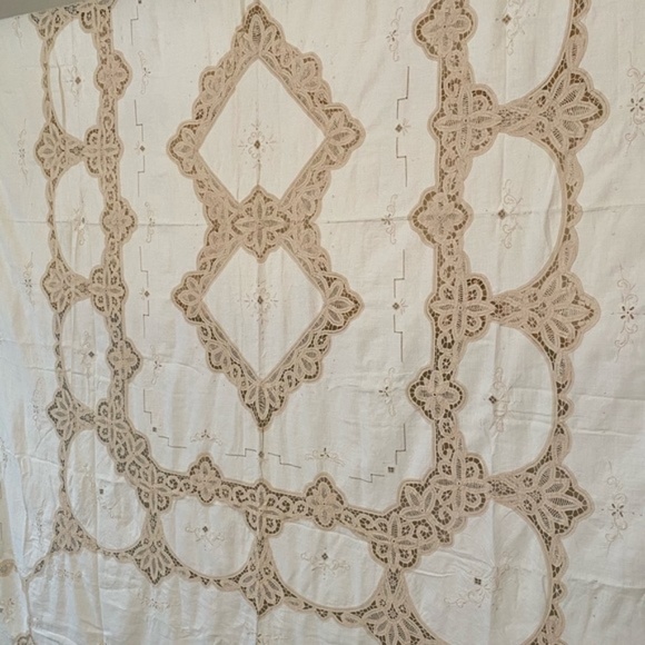 VINTAGE Hand Made Italian Embroidery Linen Cloth - Picture 3 of 6
